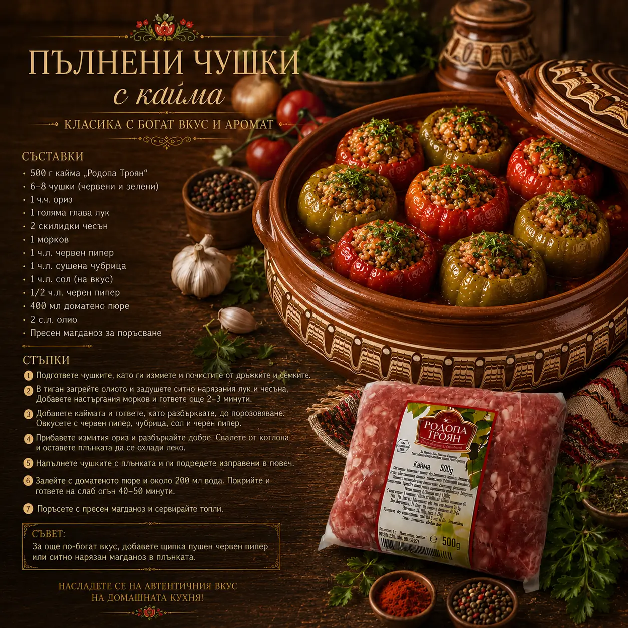 Пълнени чушки с кайма – класическа домашна рецепта